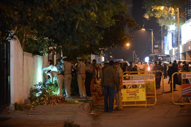 Police investigated in Bangluru's bomb blast.